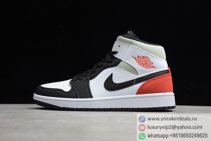 Air Jordan 1 Mid SE Red Grey Black Toe 852542 100 Unisex Basketball Shoes